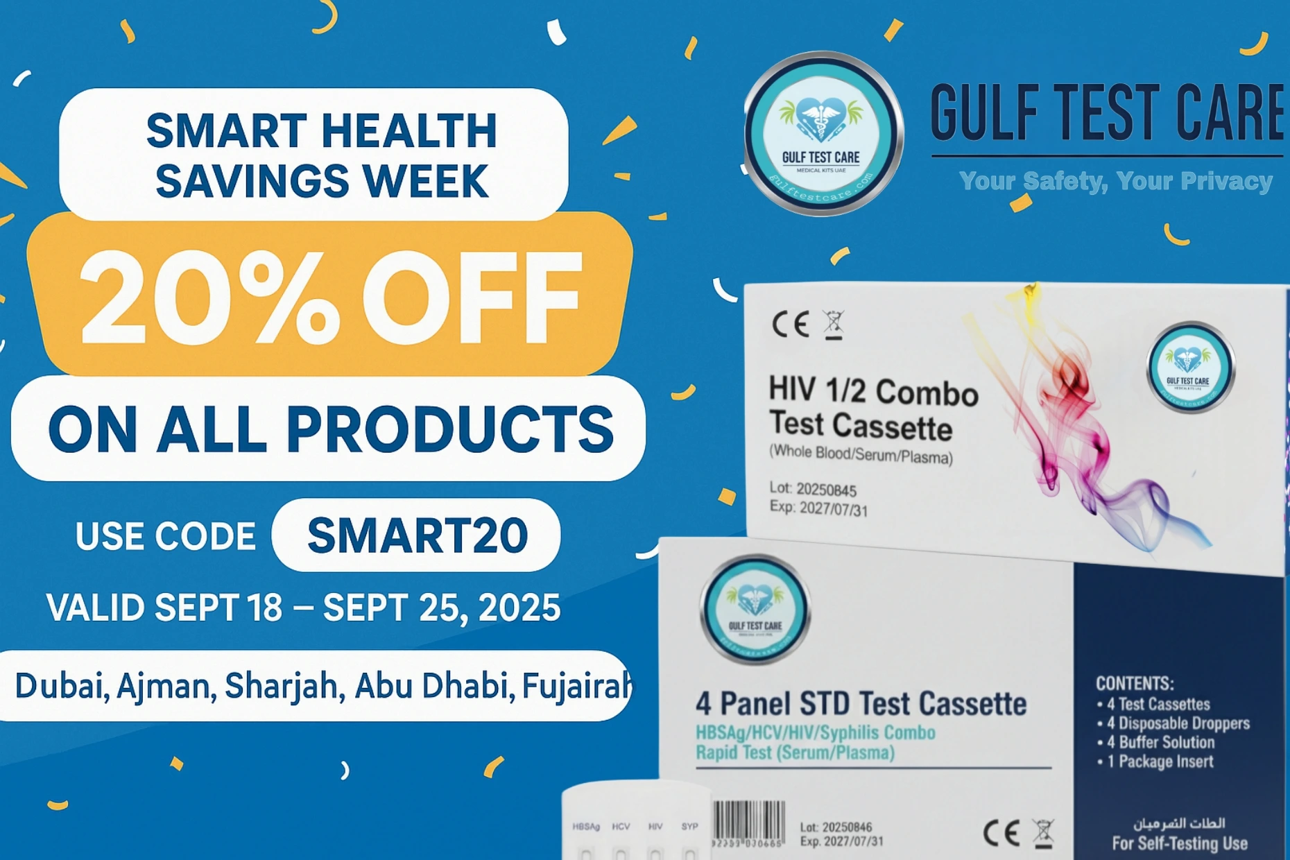 Smart Health Savings Week: Get 20% OFF on FDA-Approved HIV and STD Test Kits Across UAE!