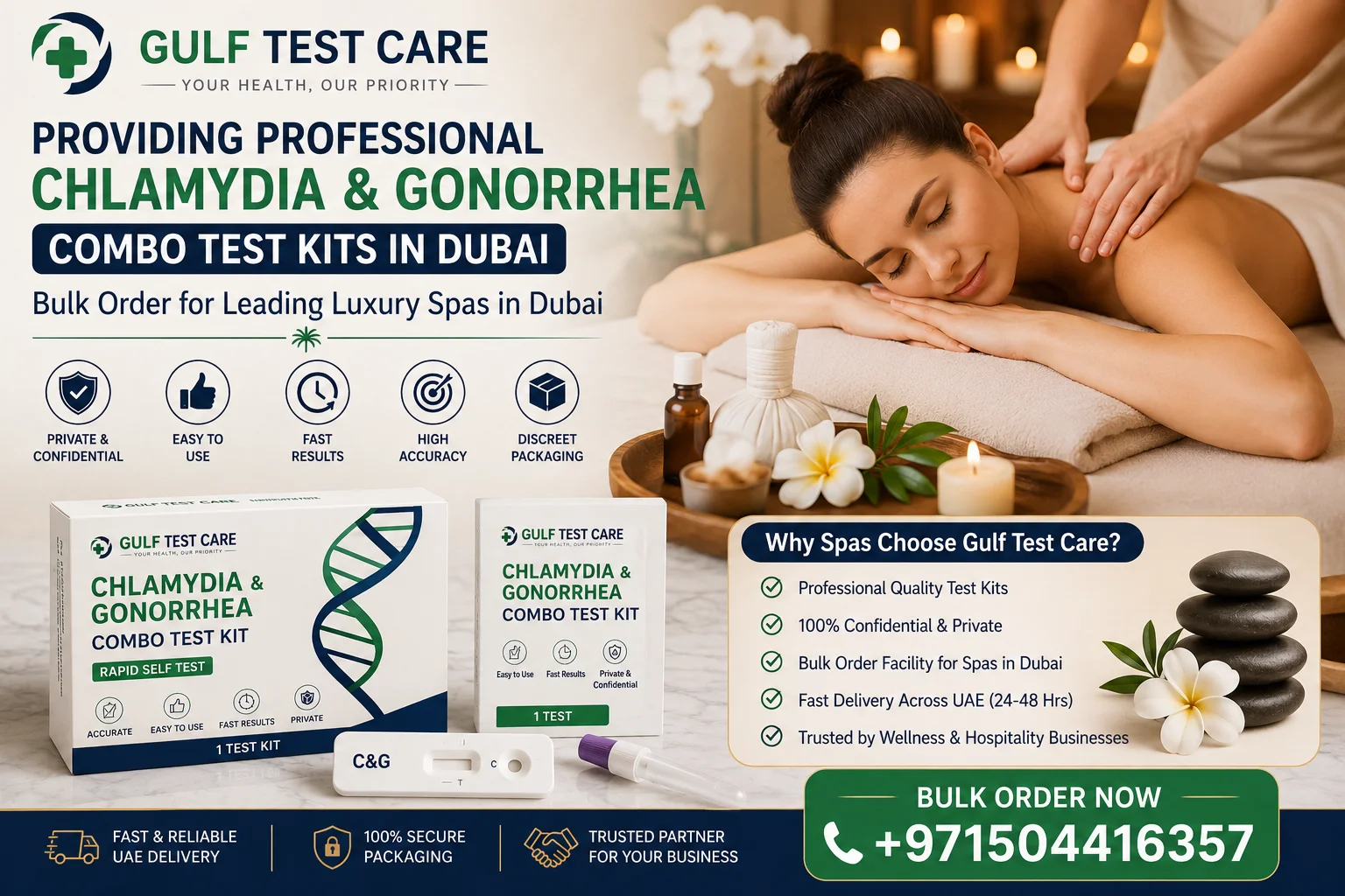 Providing Professional Chlamydia & Gonorrhea Combo Test Kits in Dubai Bulk Order for Leading Luxury Spas in Dubai