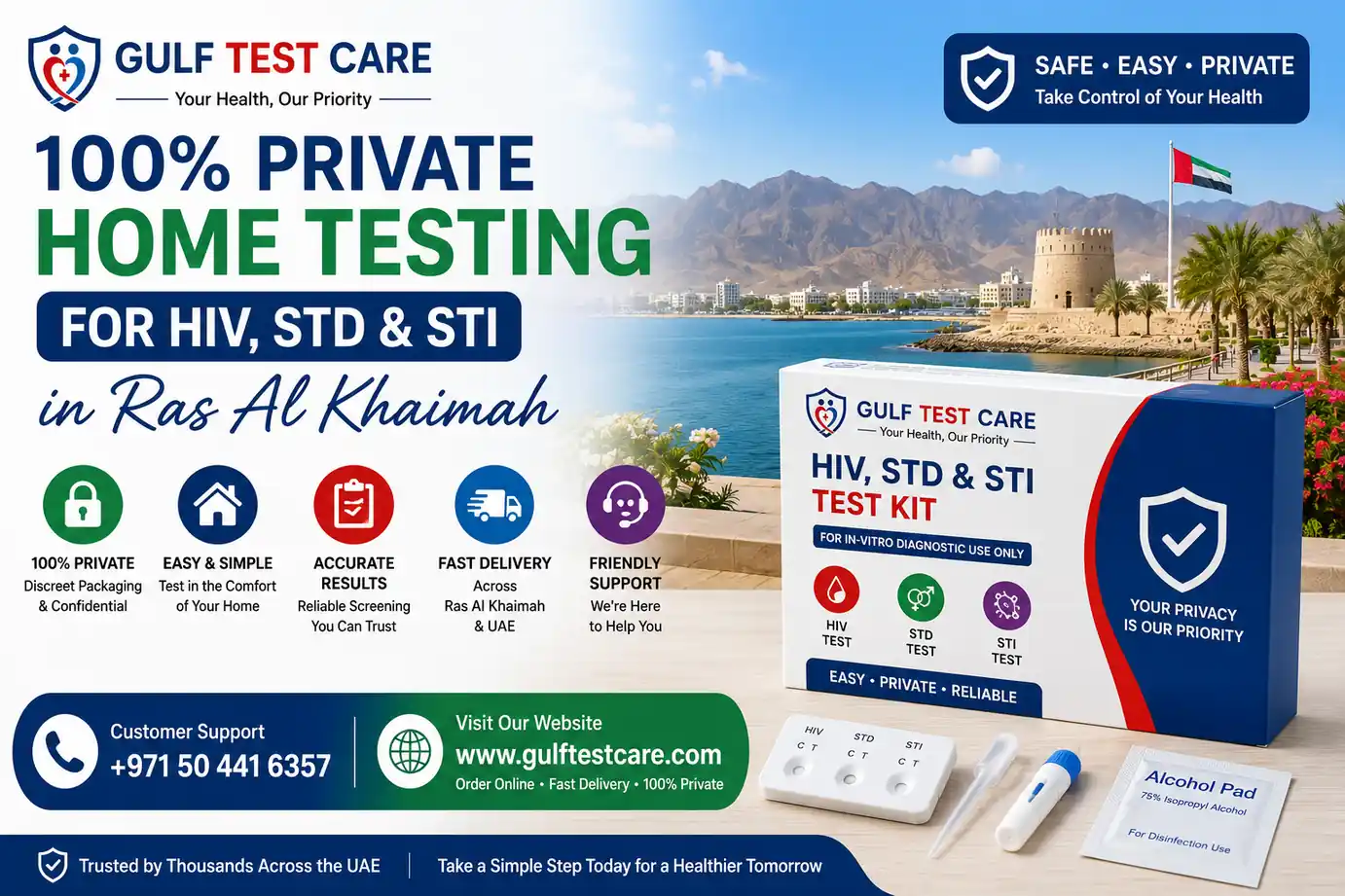 100% Private Home Testing for HIV, STD & STI in Ras Al Khaimah